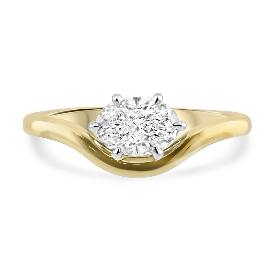 Amity Oval Diamond Wave Engagement Ring