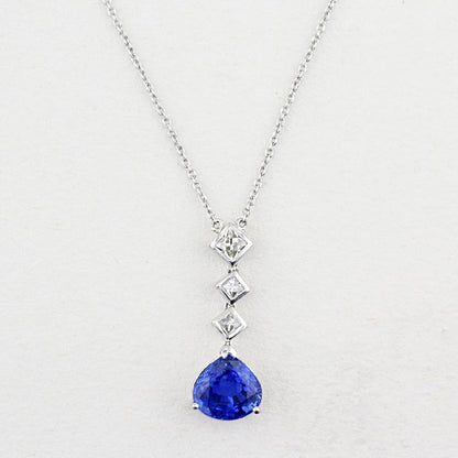 Pear-Shape Sapphire &amp; Diamond Drop Pendant