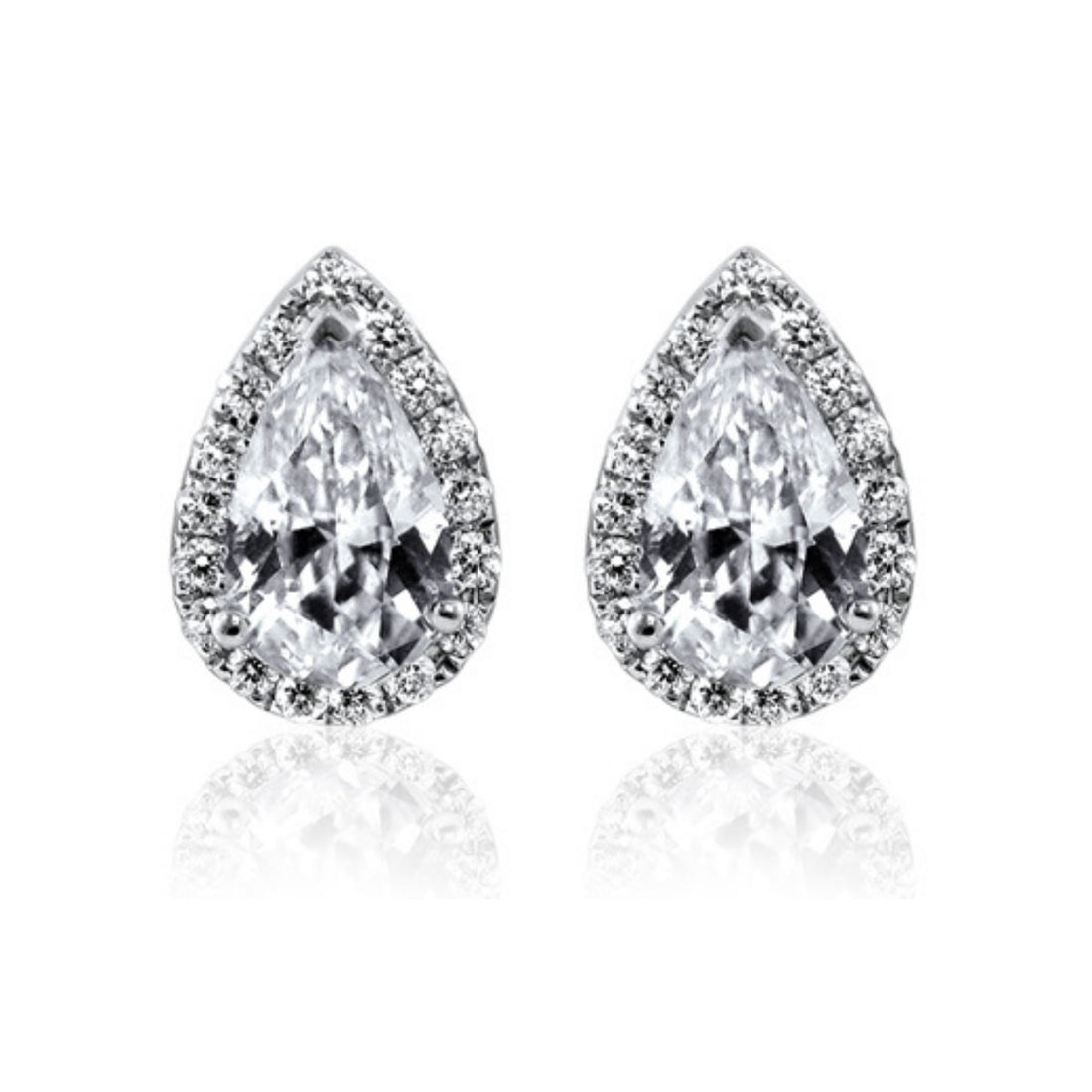Pear Shape Diamond Halo Studs