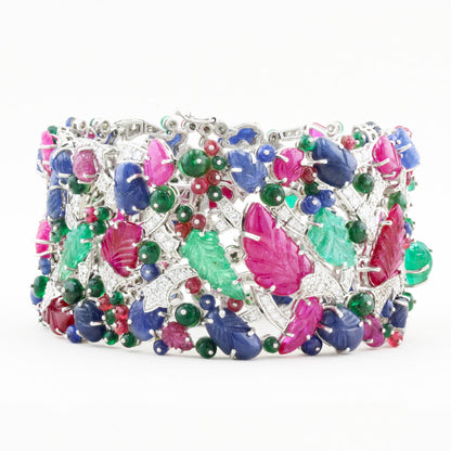 Diamond and Carved Natural Fine Gemstone Bracelet