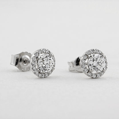 1.00ct Halo Diamond Stud Earrings