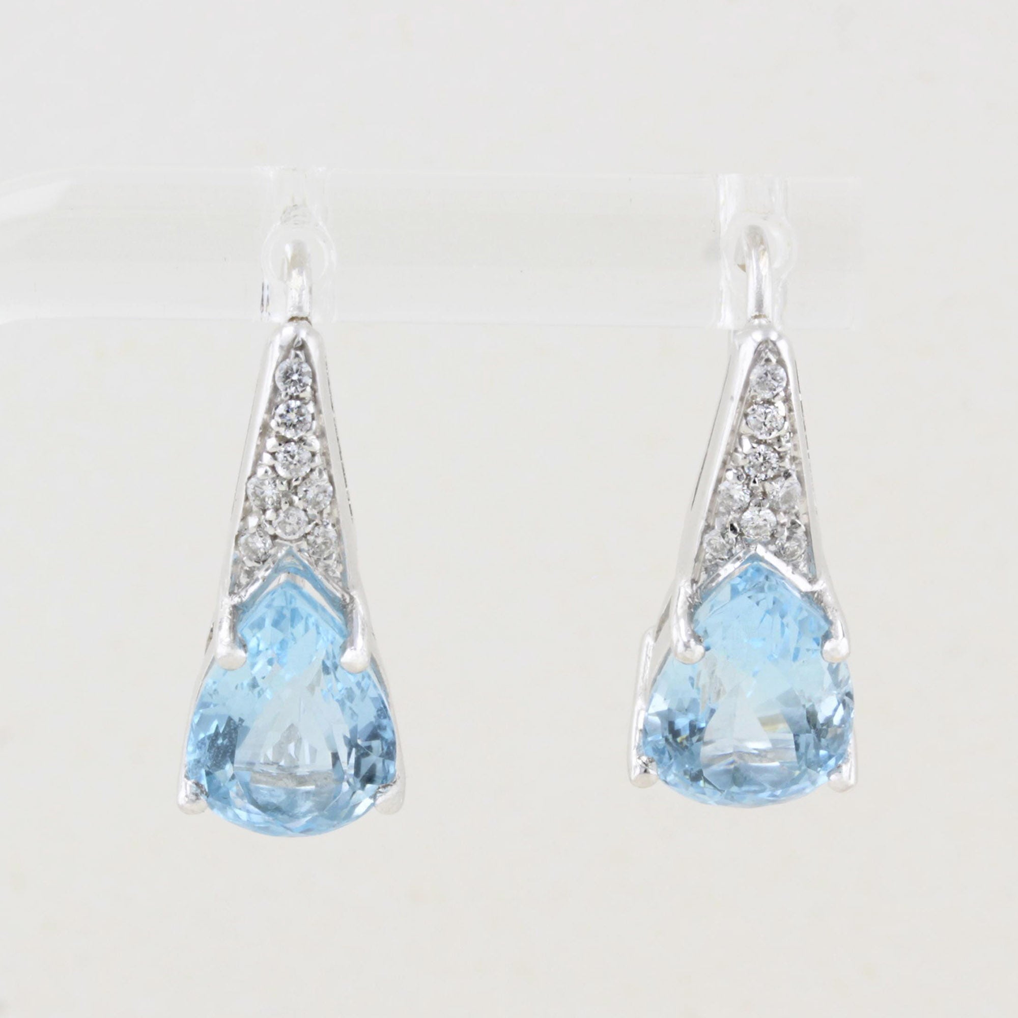 Aquamarine and Diamond Drop Earrings