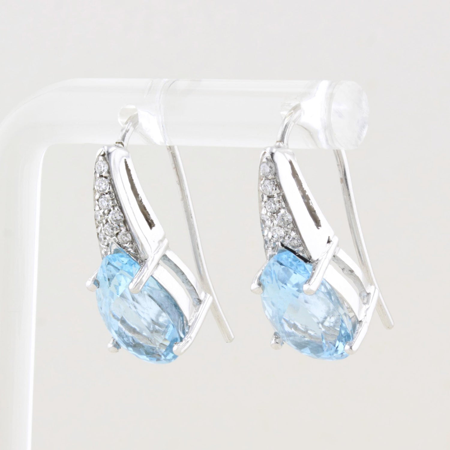 Aquamarine and Diamond Drop Earrings