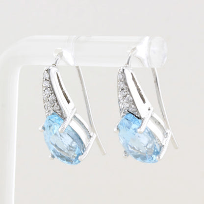 Aquamarine and Diamond Drop Earrings