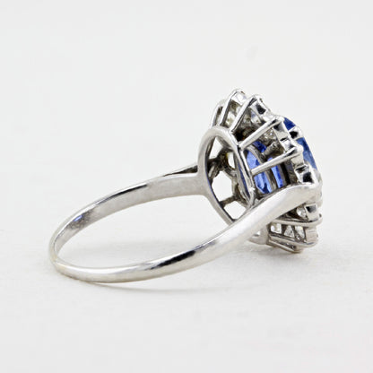 Vintage 3.00ct Sapphire &amp; Old Cut Diamond Cluster Ring