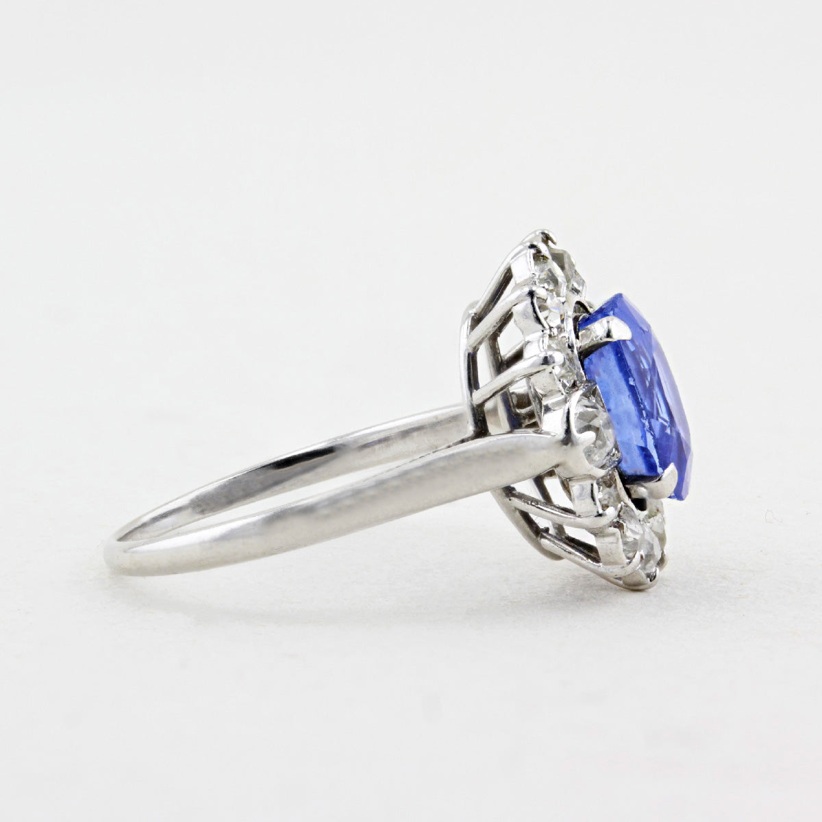 Vintage 3.00ct Sapphire &amp; Old Cut Diamond Cluster Ring