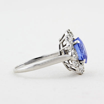 Vintage 3.00ct Sapphire &amp; Old Cut Diamond Cluster Ring