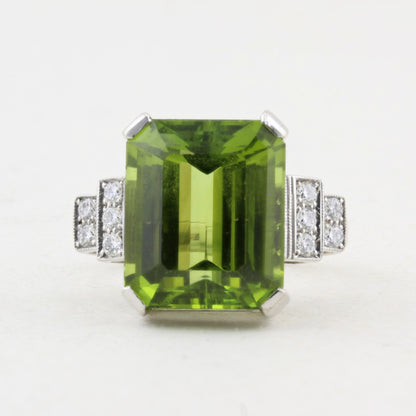 Peridot and Diamond Cocktail Ring