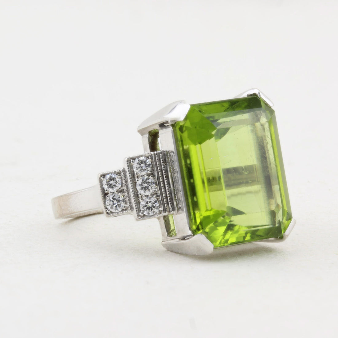 Peridot and Diamond Cocktail Ring
