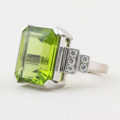 Peridot and Diamond Cocktail Ring
