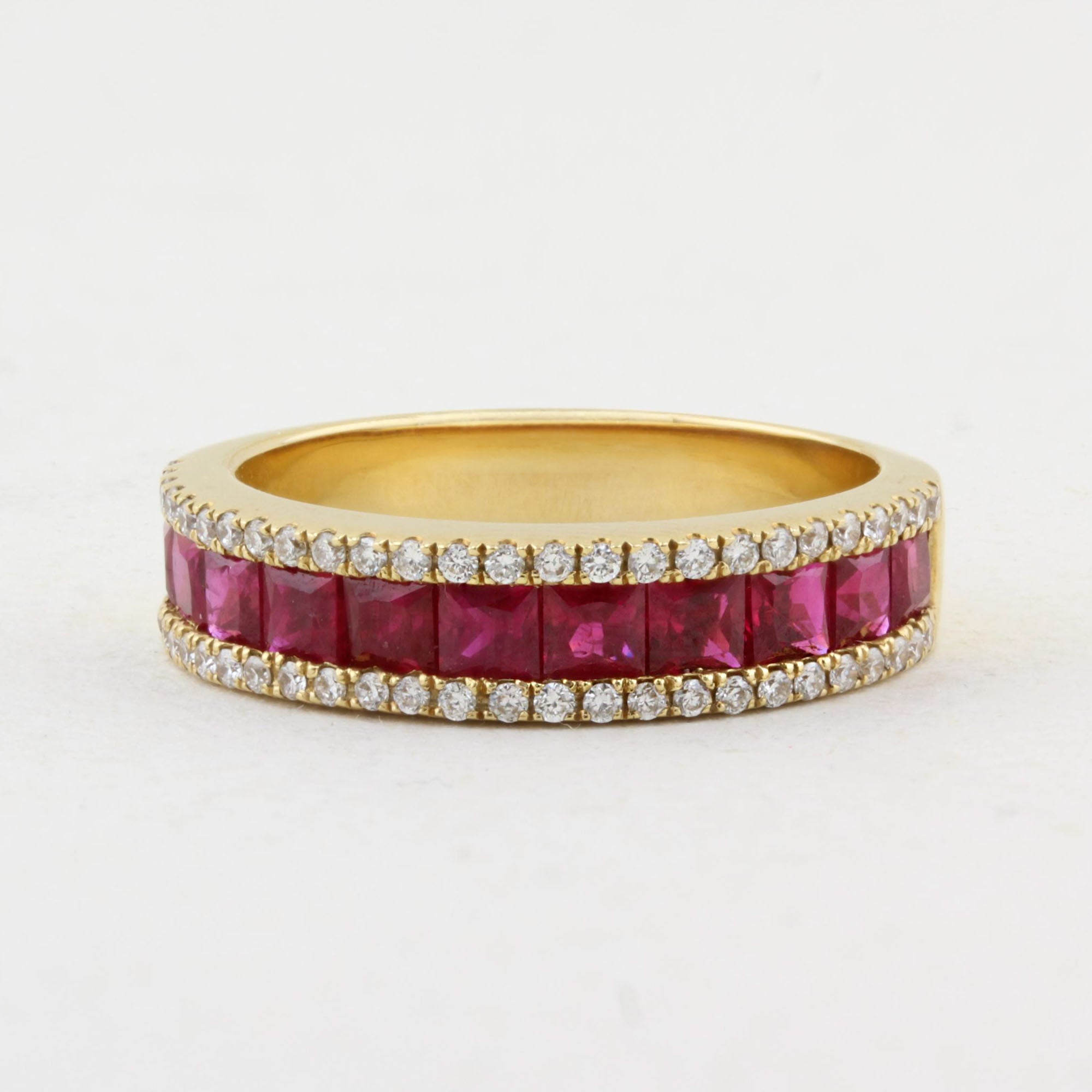 Ruby and Diamond Half Eternity Ring