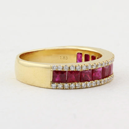 Ruby and Diamond Half Eternity Ring