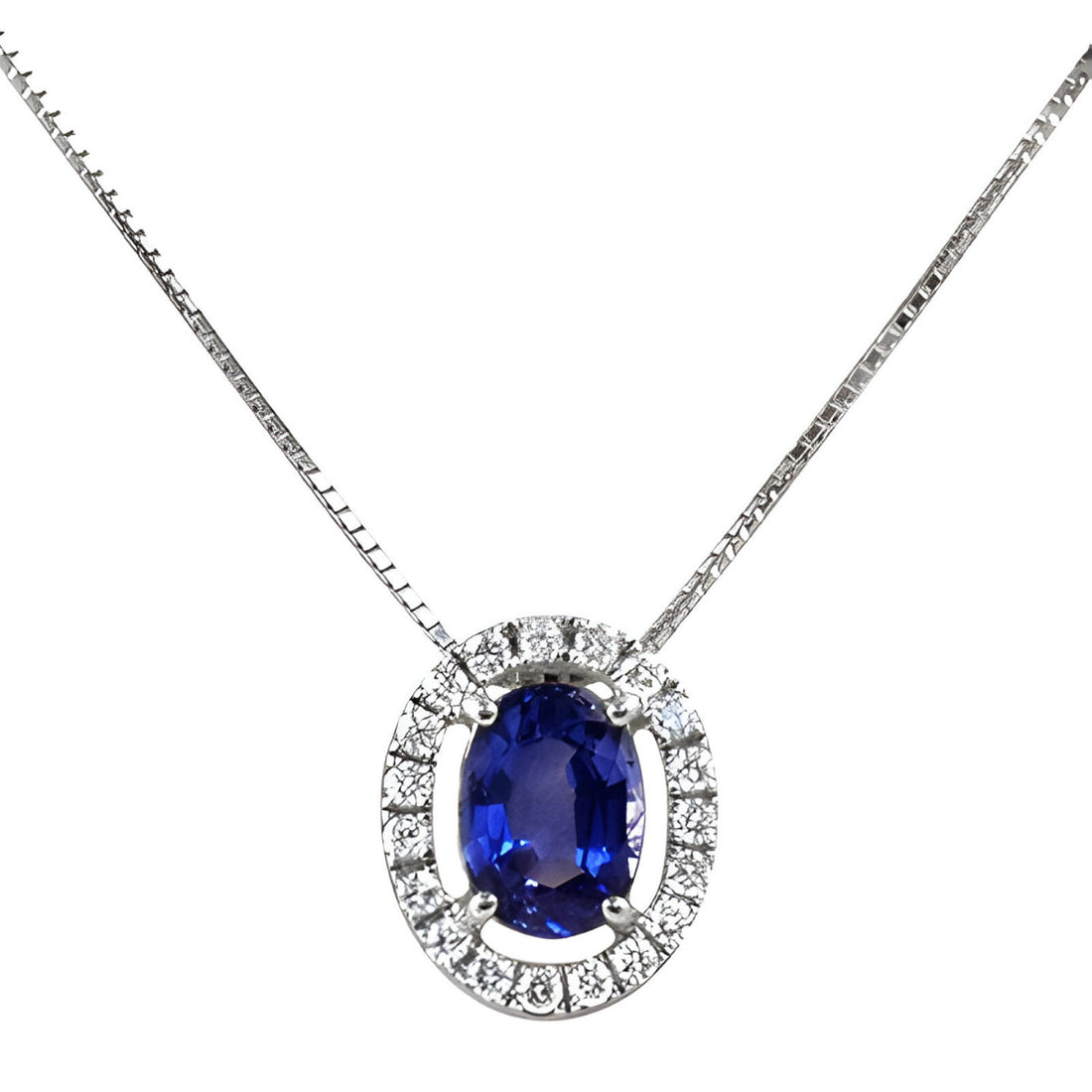 Sapphire and Diamond Cluster Necklace