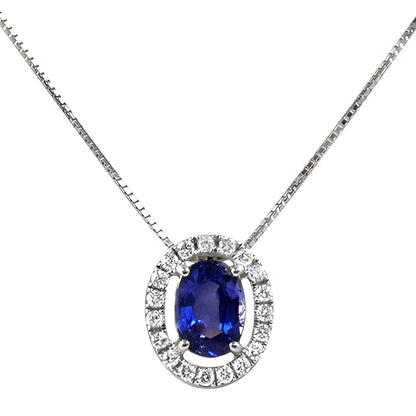 Sapphire and Diamond Cluster Necklace