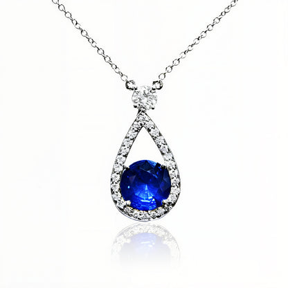 Sapphire and Diamond Cluster Necklace