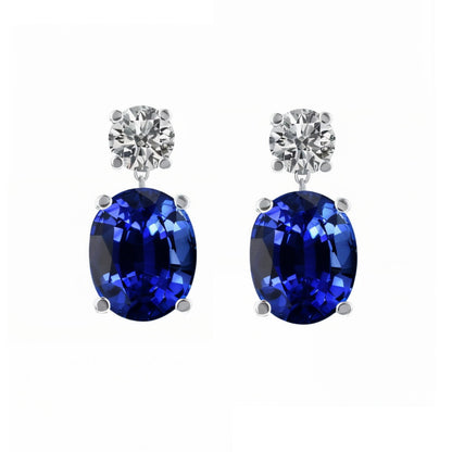 Sapphire and Diamond Drop Earrings