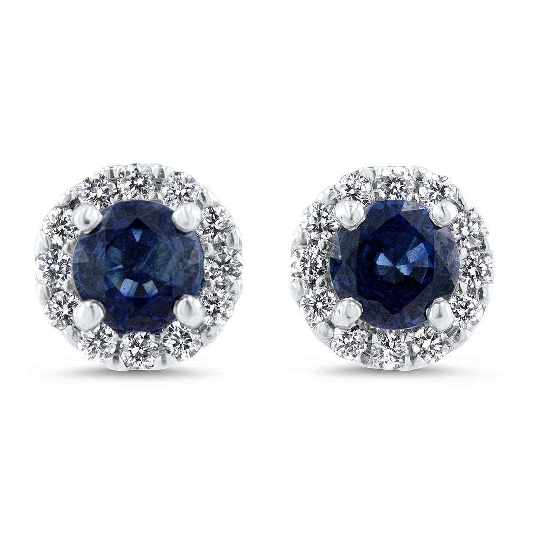 Sapphire and Diamond Halo Stud Earrings