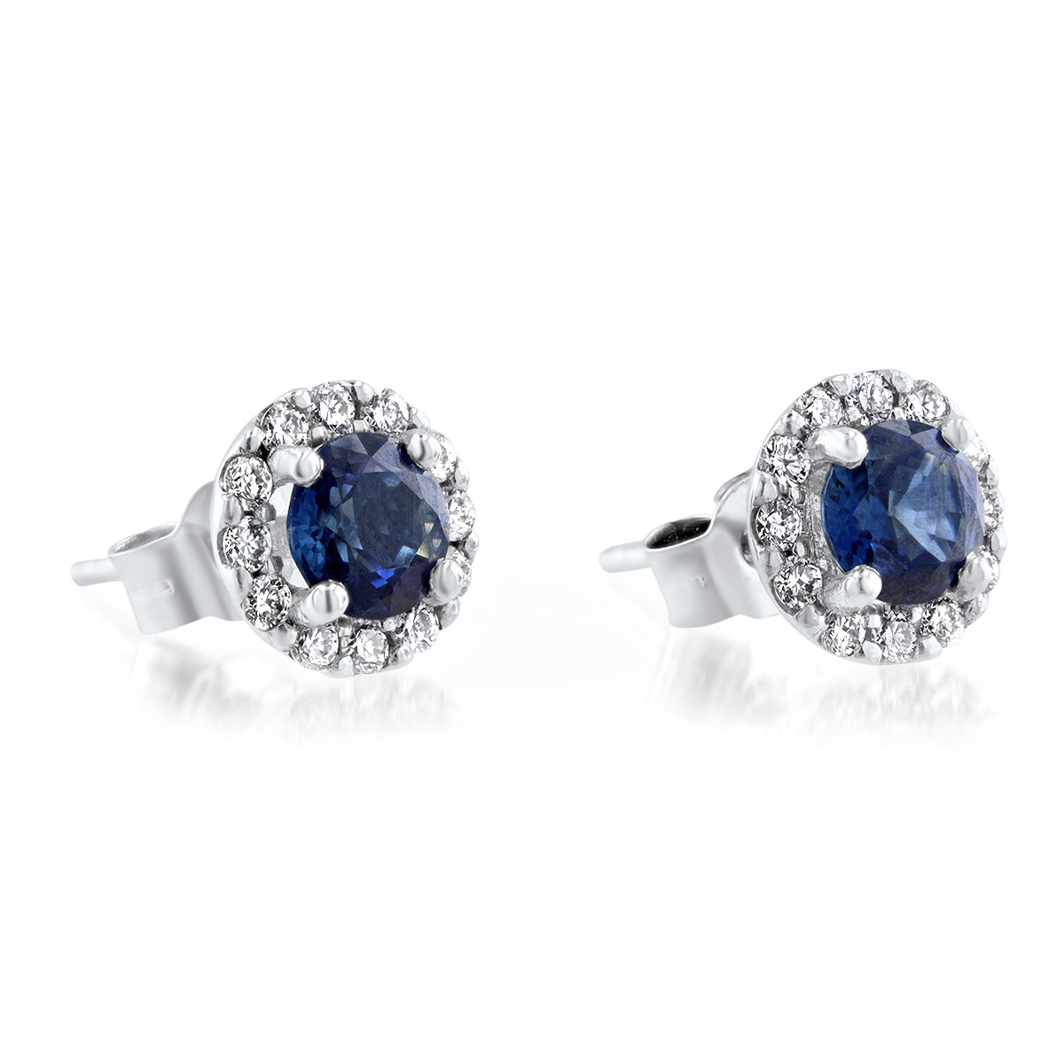 Sapphire and Diamond Halo Stud Earrings