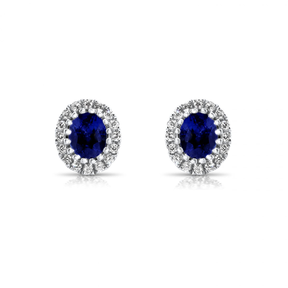 Sapphire and Diamond Halo Stud Earrings