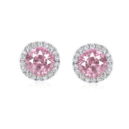 Sapphire and Diamond Micro Halo Stud Earrings
