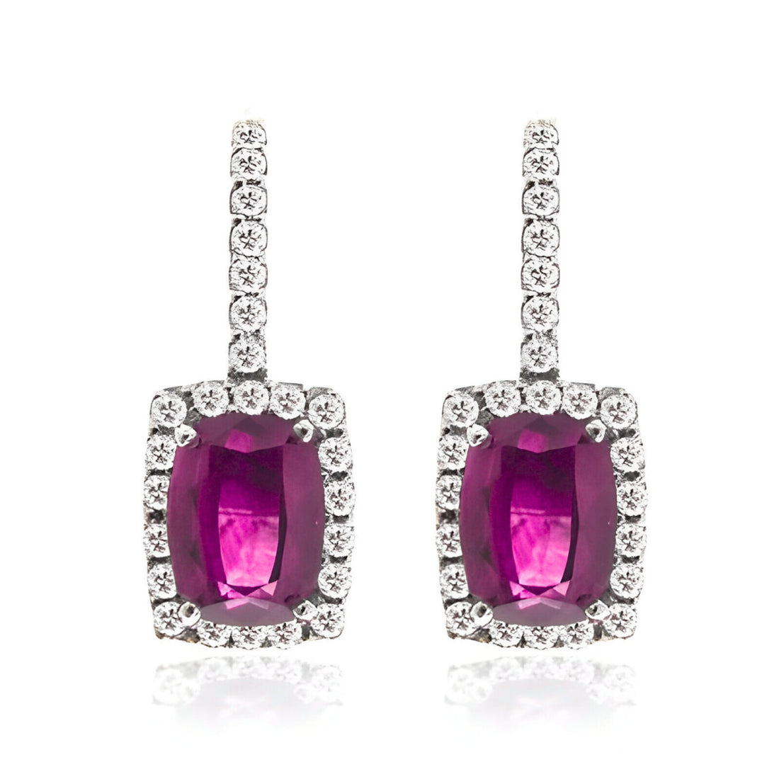 Sapphire and Diamond Halo Drop Earrings