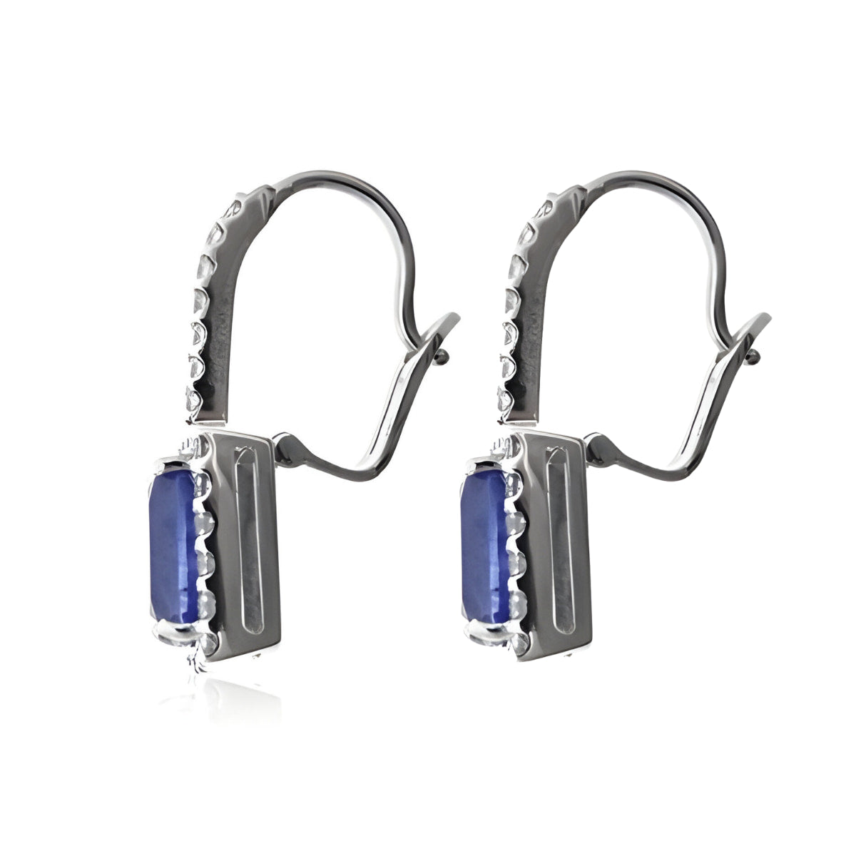Sapphire and Diamond Halo Drop Earrings