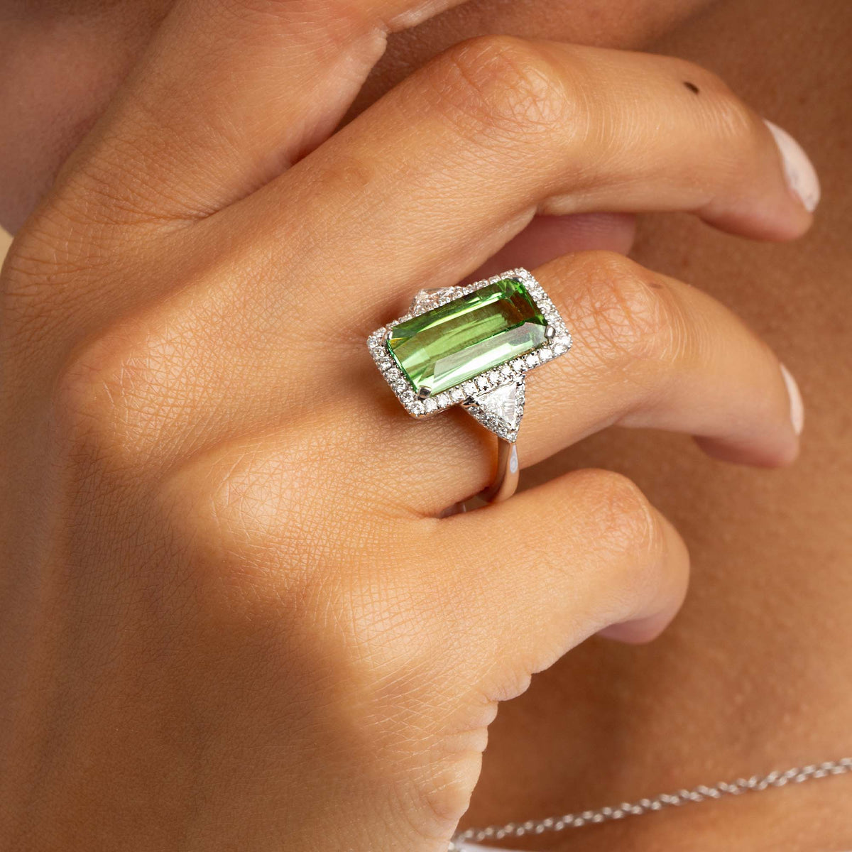 Tourmaline and Diamond Ring
