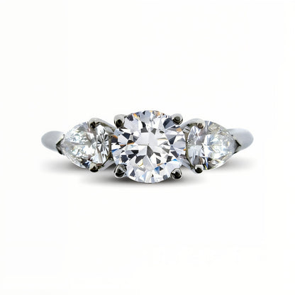 Unity Round Diamond and Pear Shape Engagement Ring