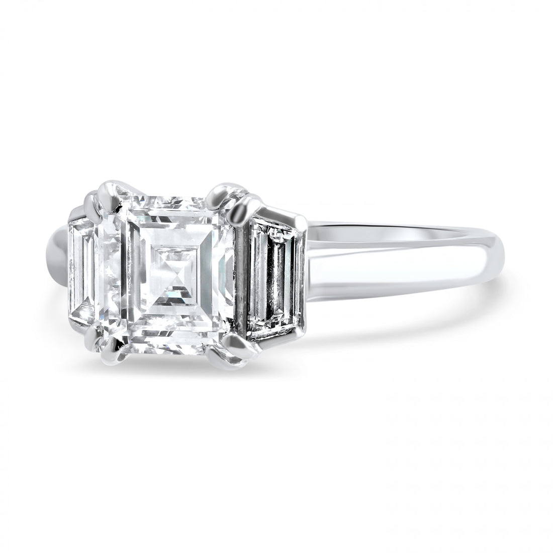 Unity Asscher Cut Three Stone Engagement Ring