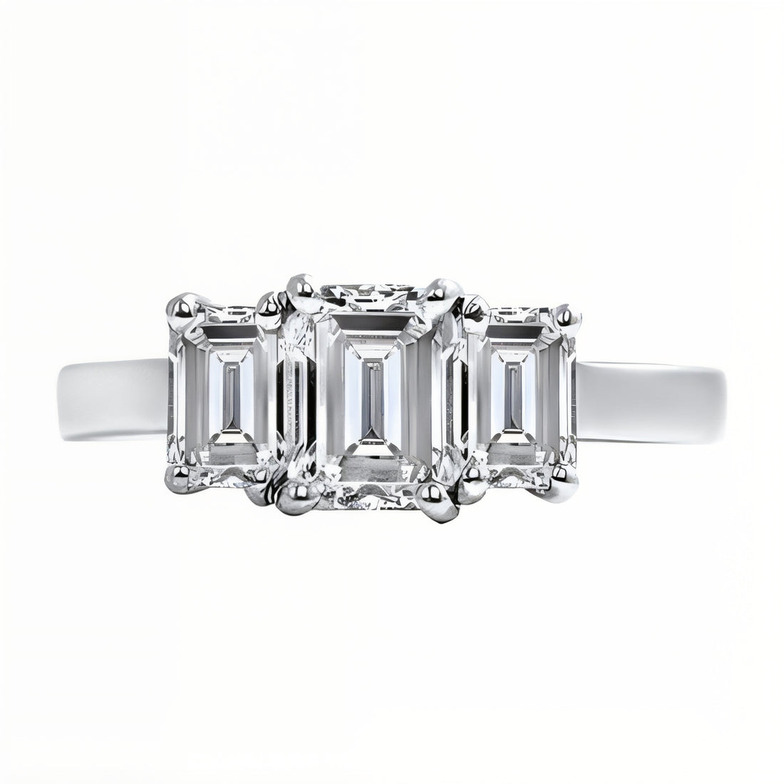 Unity Emerald Cut Diamond Three Stone Engagement Ring