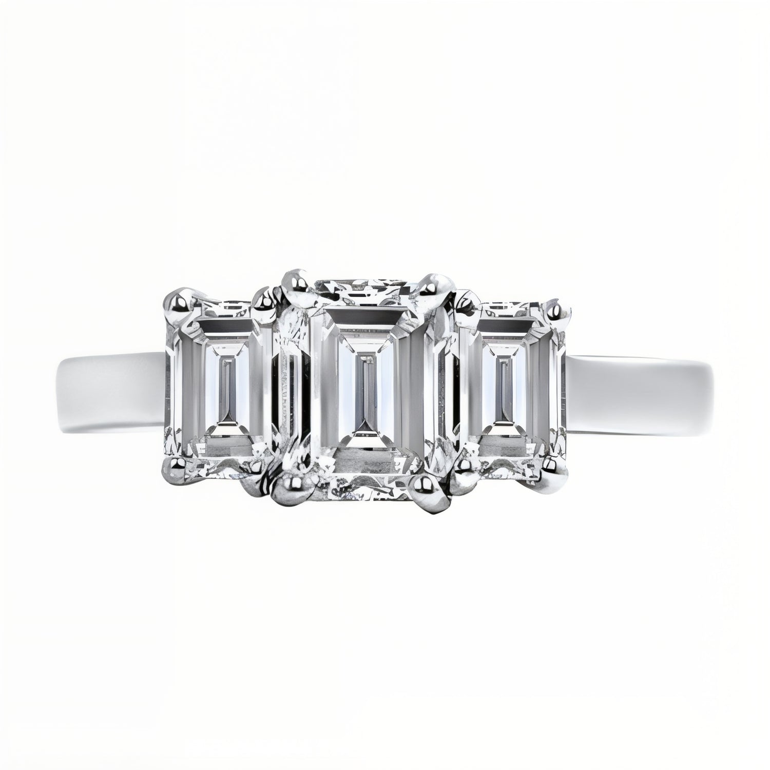 Unity Emerald Cut Diamond Three Stone Engagement Ring