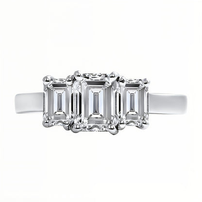 Unity Emerald Cut Diamond Three Stone Engagement Ring
