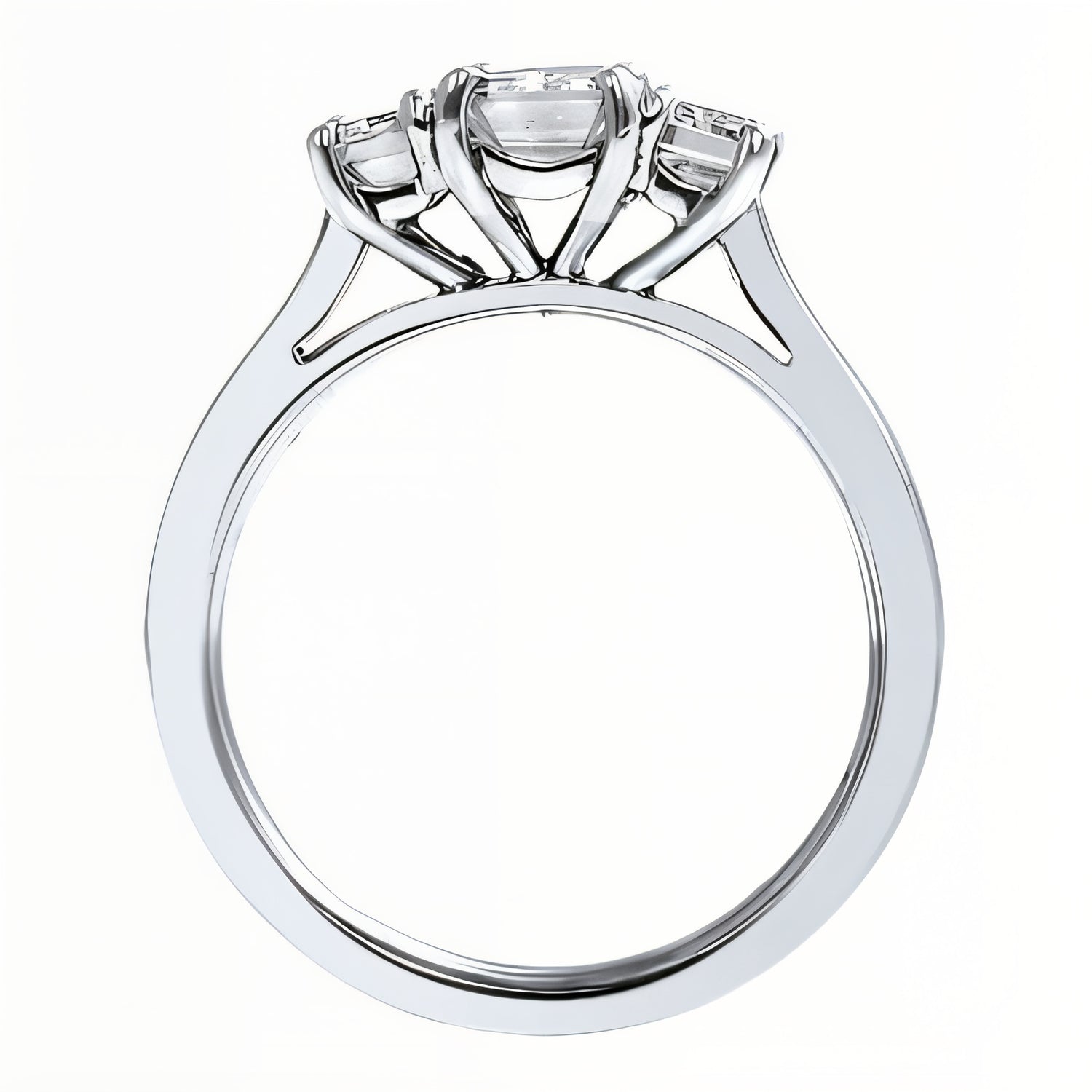 Unity Emerald Cut Diamond Three Stone Engagement Ring