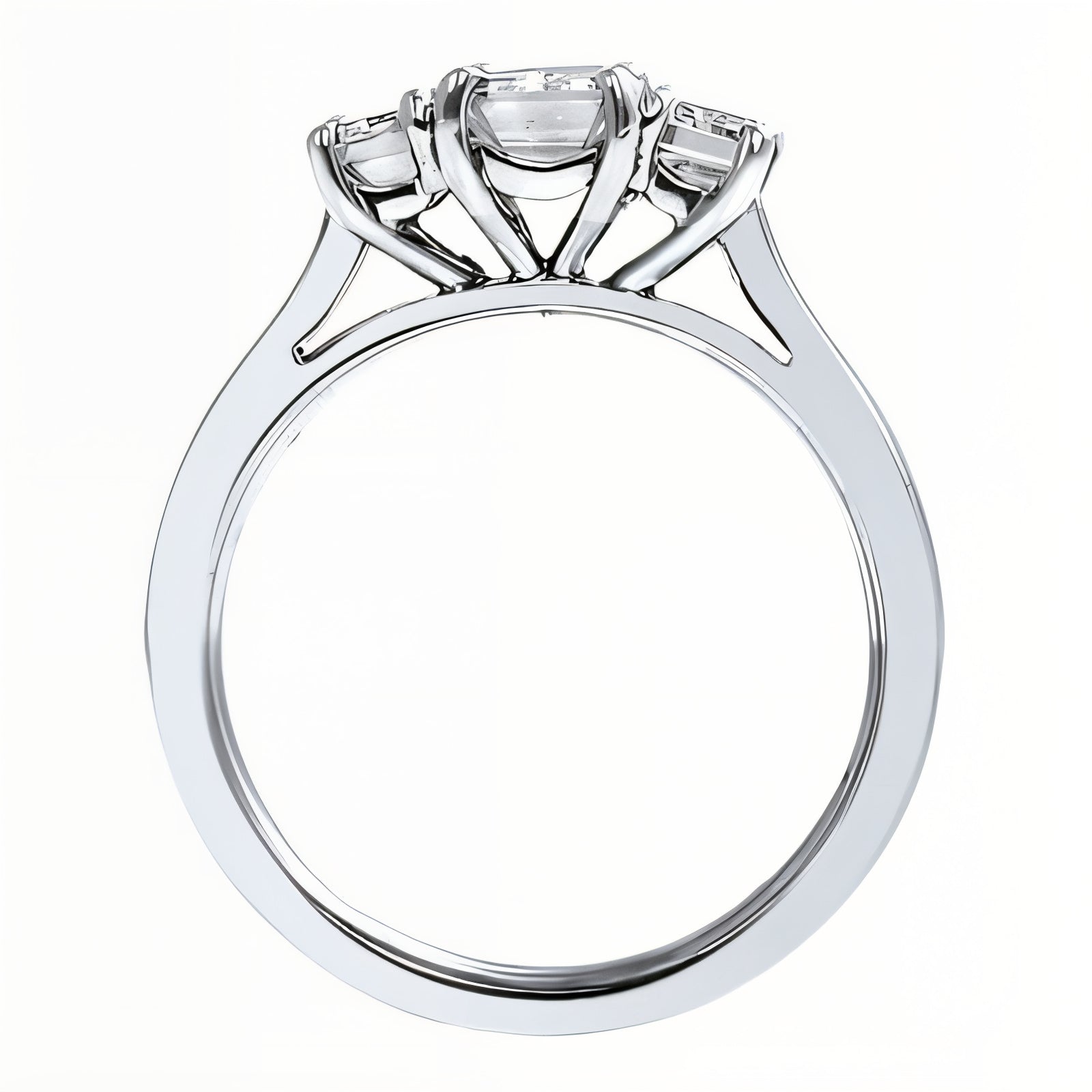 Unity Emerald Cut Diamond Three Stone Engagement Ring