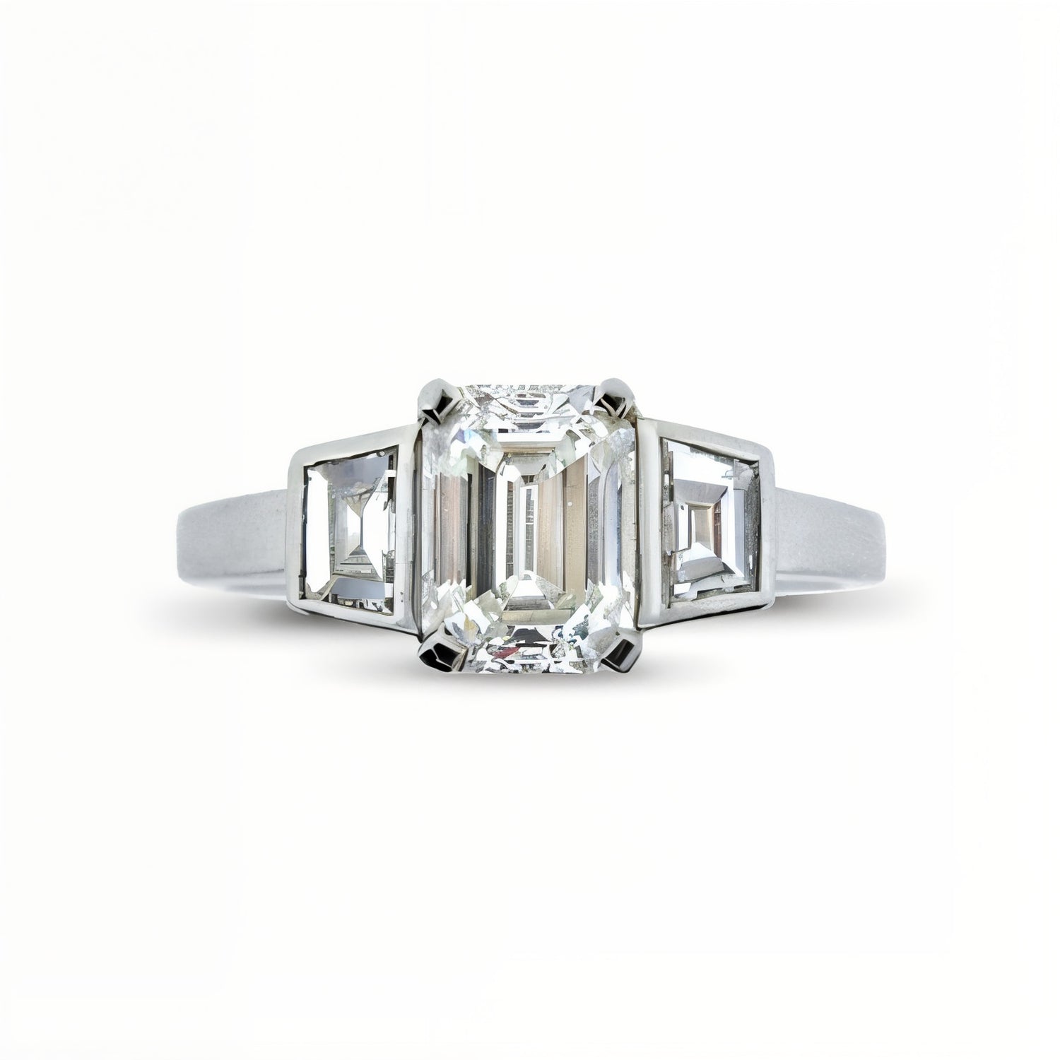 Unity Emerald Cut and Trapeze Cut Diamond Ring