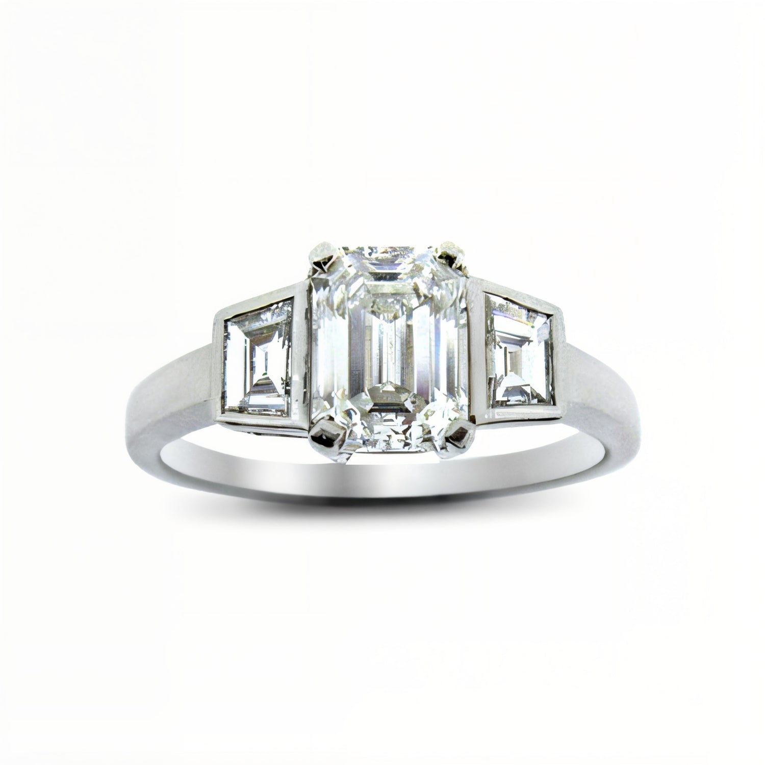 Unity Emerald Cut and Trapeze Cut Diamond Ring