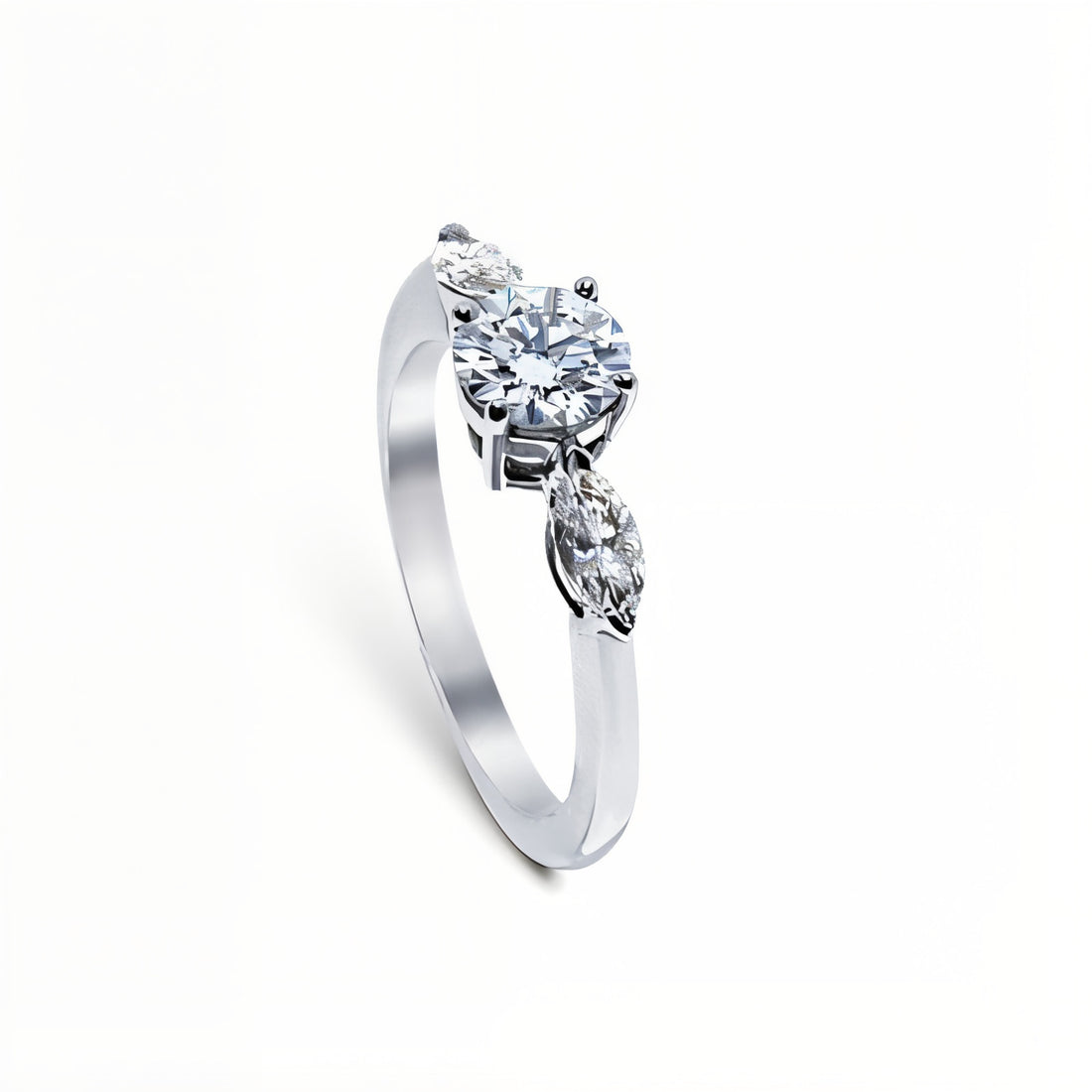 Unity Round Diamond and Marquise Engagement Ring
