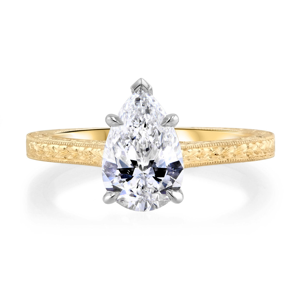 Vintage Pear Shape Diamond Engagement Ring