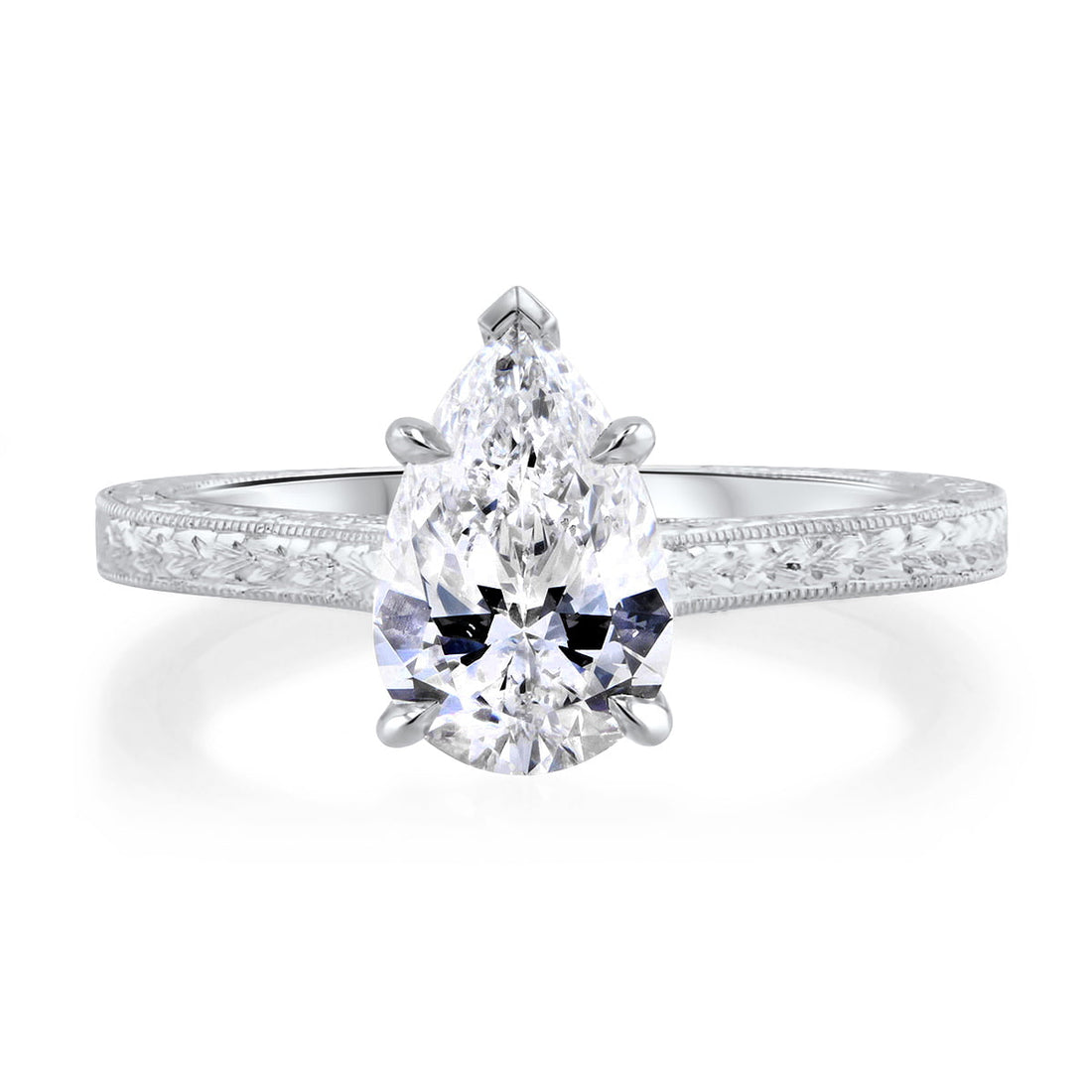 Vintage Pear Shape Diamond Engagement Ring