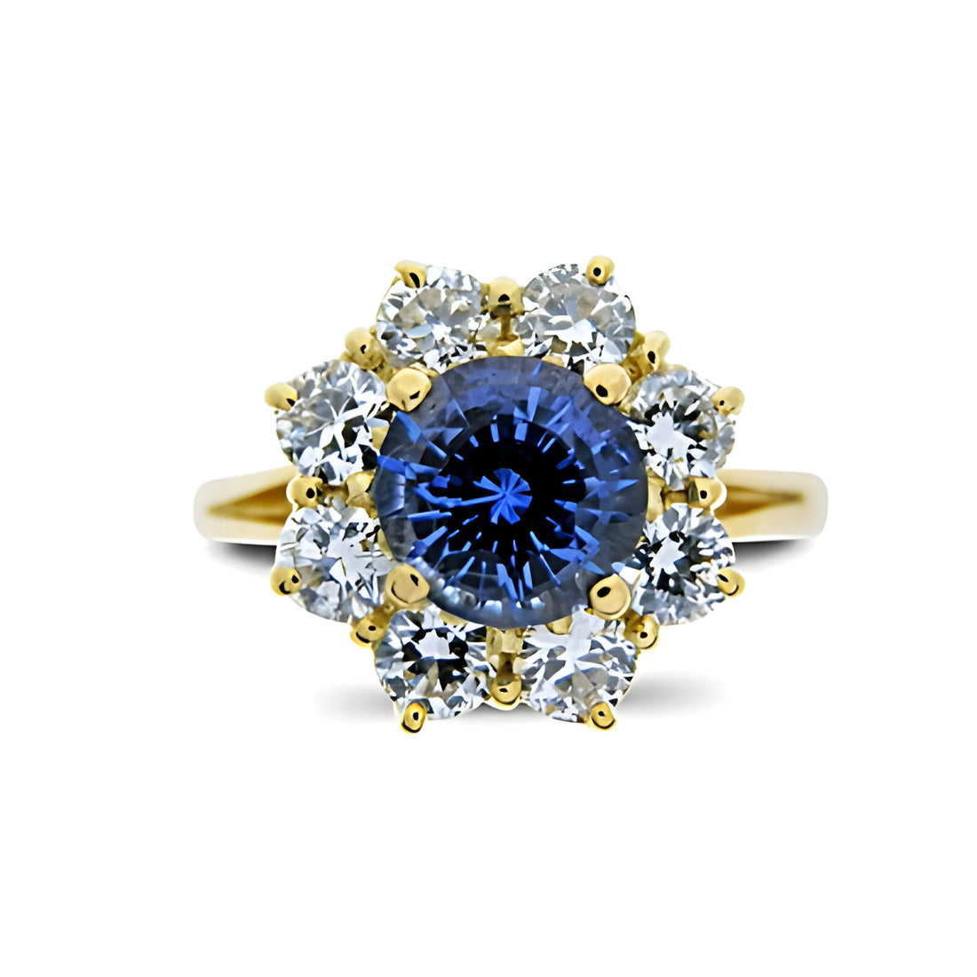 Vintage Sapphire and Diamond Cluster Ring