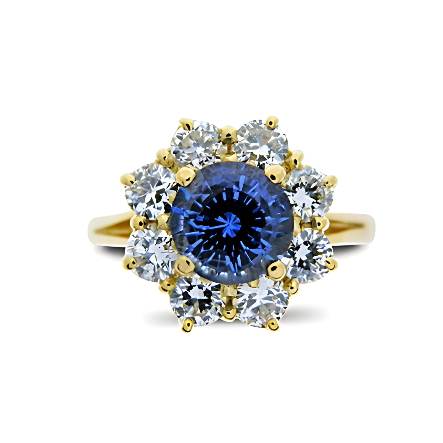 Vintage Sapphire and Diamond Cluster Ring