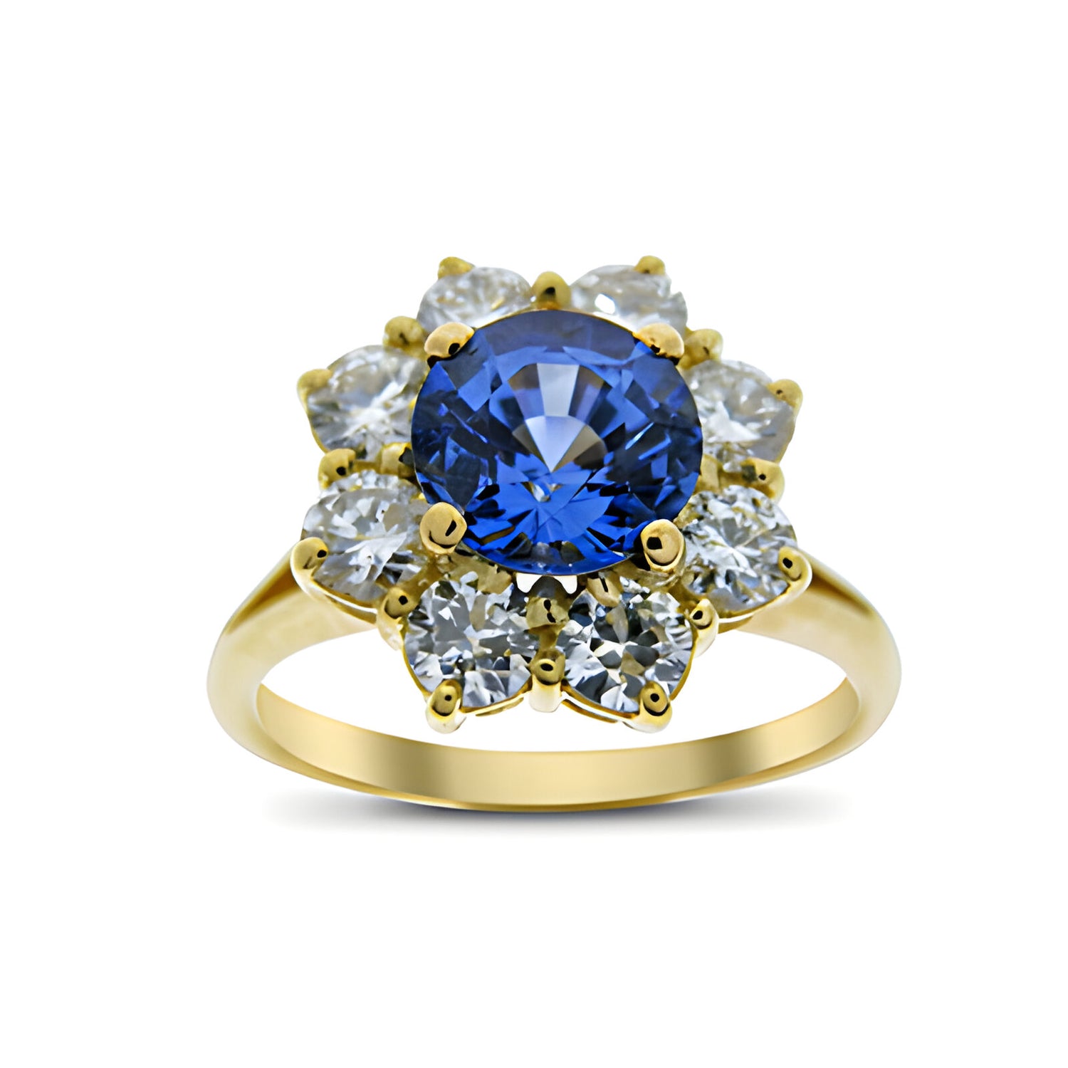 Vintage Sapphire and Diamond Cluster Ring