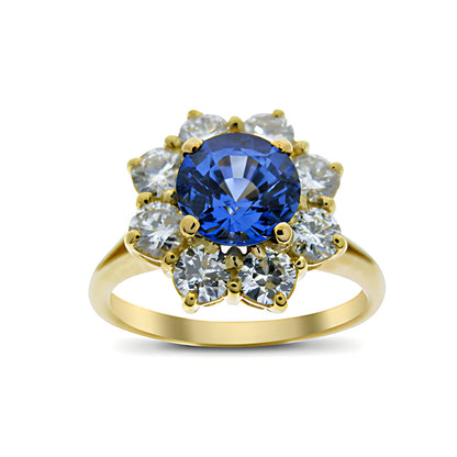 Vintage Sapphire and Diamond Cluster Ring