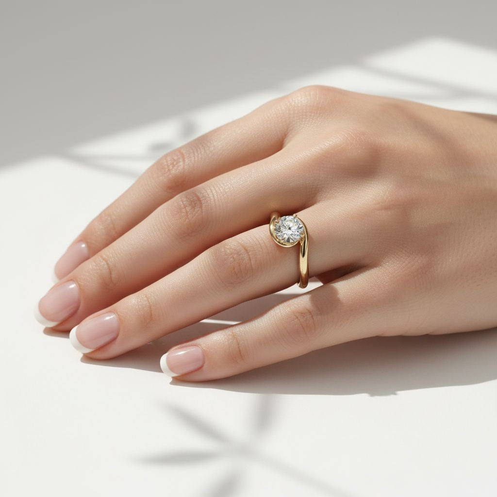 Amity Wave Twist Solitaire Ring