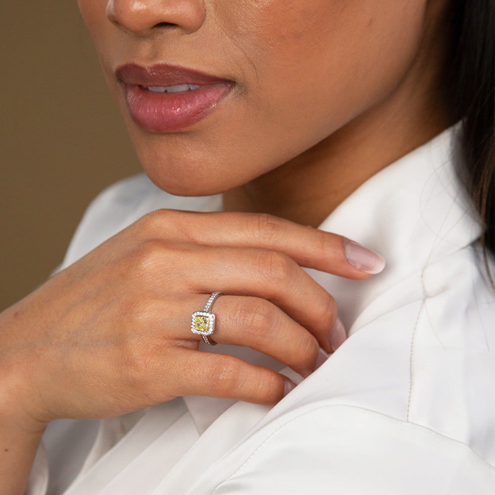 Yellow Diamond Cluster Ring