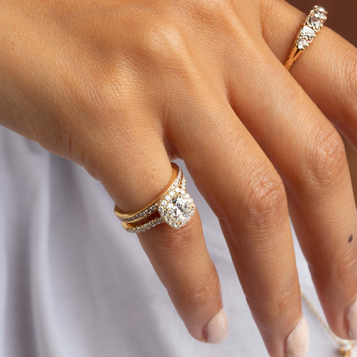 1.01ct Cushion Cut Diamond Cluster Ring
