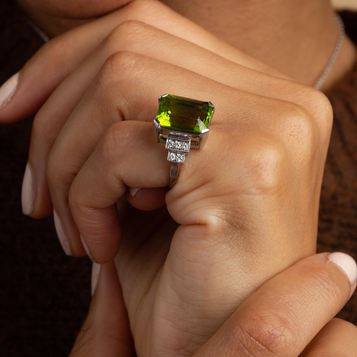 Vintage Peridot and Diamond Cocktail Ring