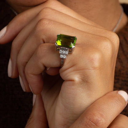 Vintage Peridot and Diamond Cocktail Ring