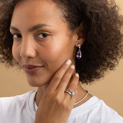 Kunzite and Diamond Drop Earrings