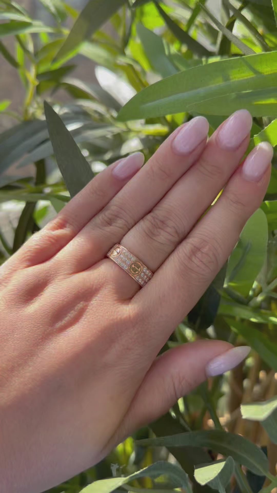 Cartier Rose Gold Pave Diamond Love Ring - Size 52